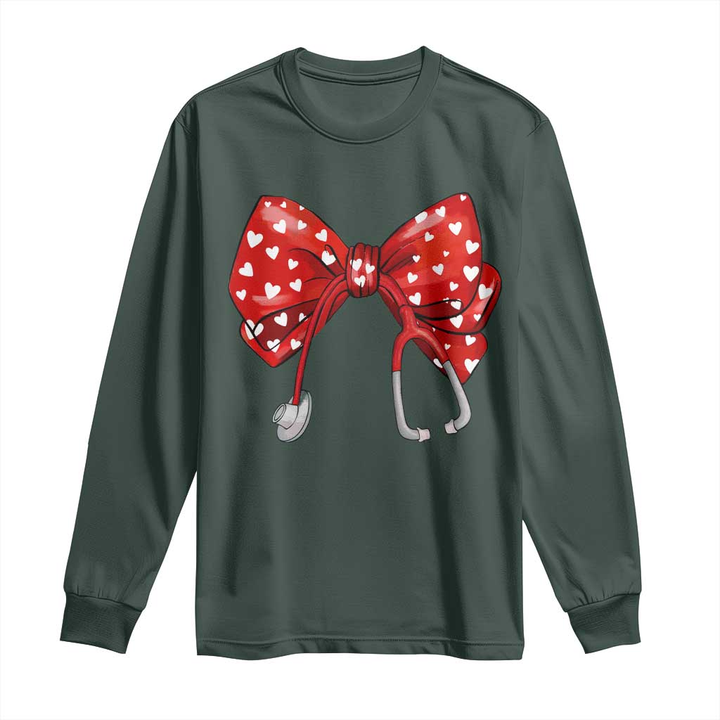 Nurse Coquette Valentine Heart Long Sleeve Shirt Gift For Healthcare Professionals Bow