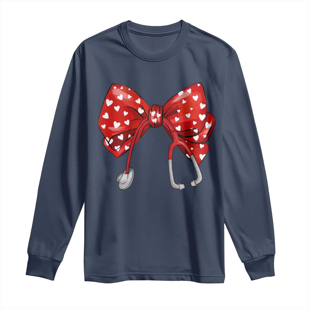 Nurse Coquette Valentine Heart Long Sleeve Shirt Gift For Healthcare Professionals Bow