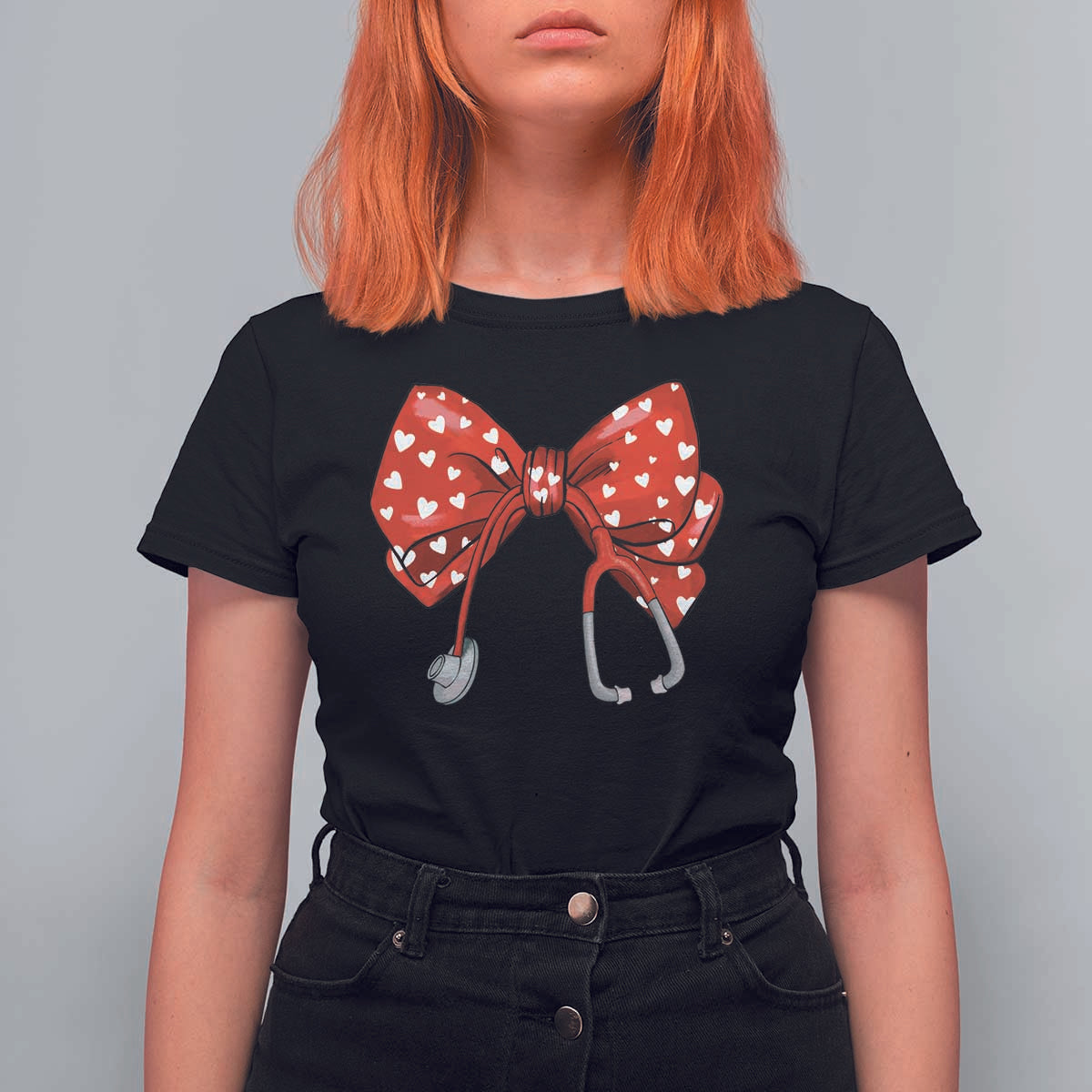 Nurse Coquette Valentine Heart T Shirt For Women Gift For Healthcare Professionals Bow