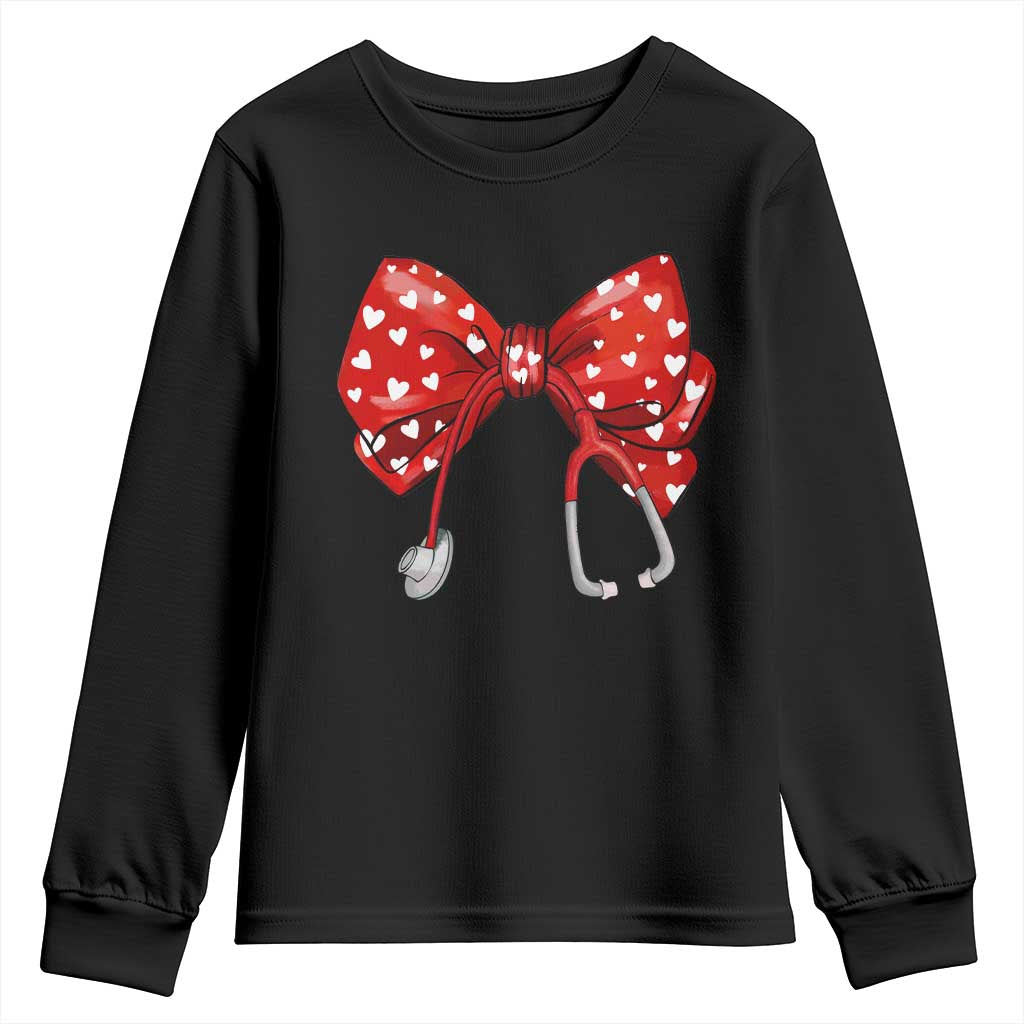 Nurse Coquette Valentine Heart Youth Sweatshirt Gift For Healthcare Professionals Bow