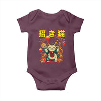 Maneki Neko Baby Onesie Kawaii Japanese Lucky Cat Waving
