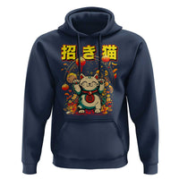 Maneki Neko Hoodie Kawaii Japanese Lucky Cat Waving