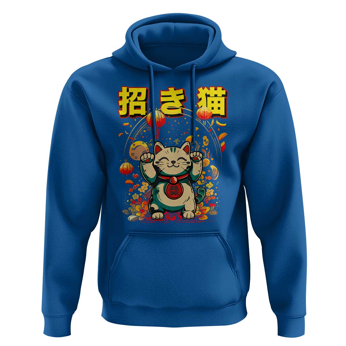 Maneki Neko Hoodie Kawaii Japanese Lucky Cat Waving