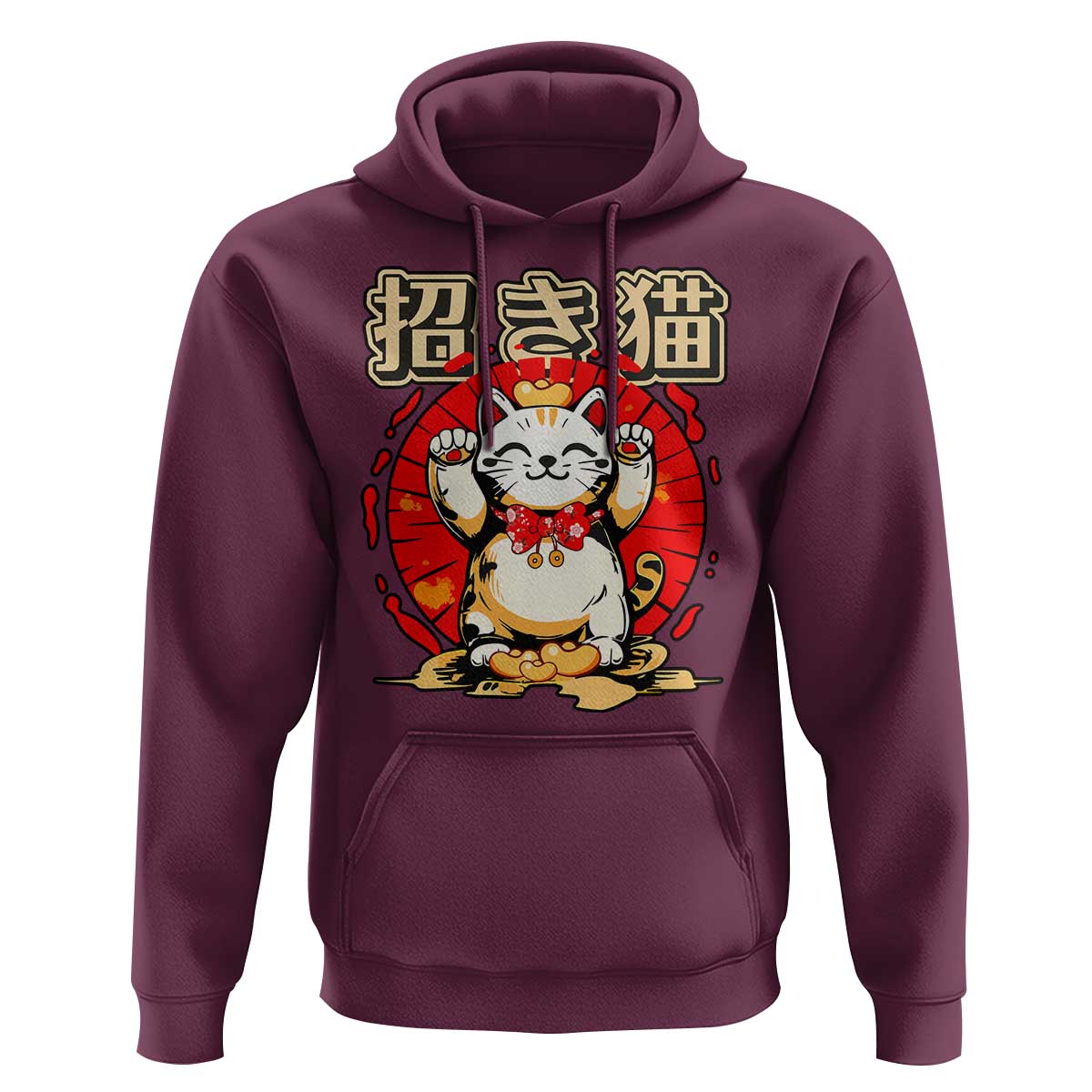 Maneki Neko Hoodie Kawaii Japanese Lucky Cat