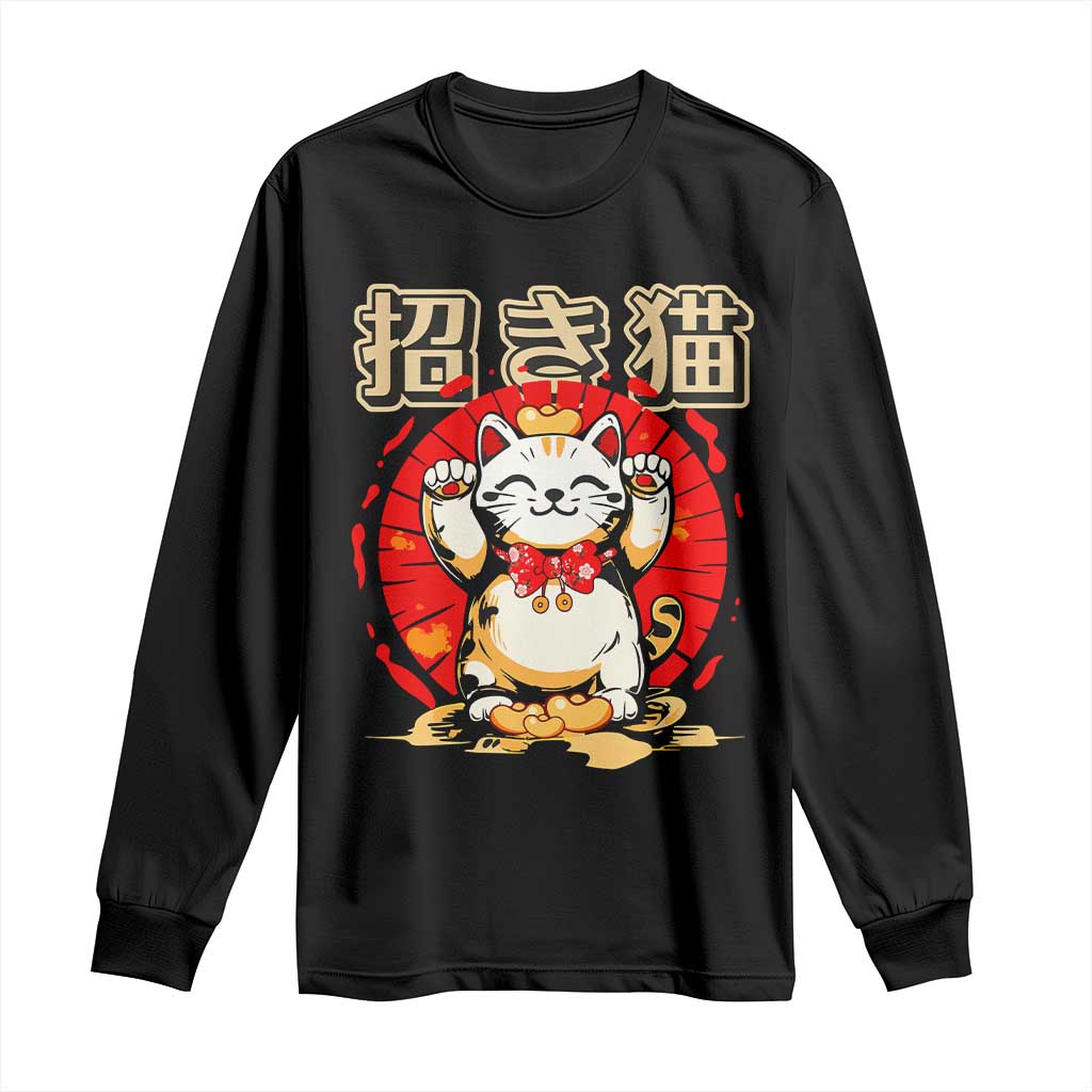 Maneki Neko Long Sleeve Shirt Kawaii Japanese Lucky Cat