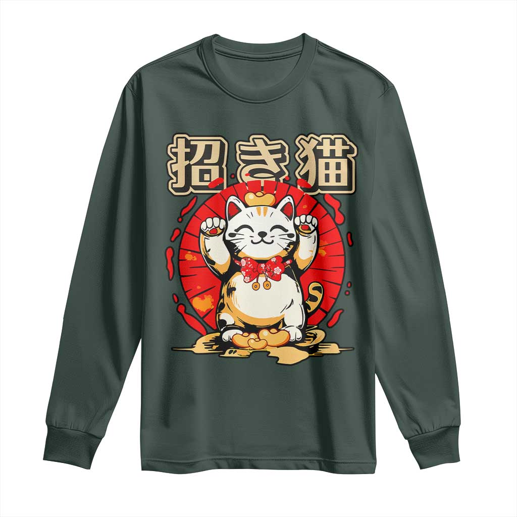 Maneki Neko Long Sleeve Shirt Kawaii Japanese Lucky Cat