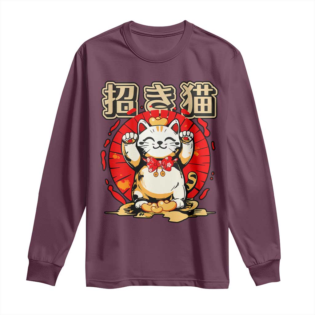 Maneki Neko Long Sleeve Shirt Kawaii Japanese Lucky Cat