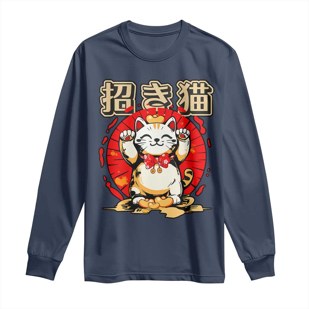 Maneki Neko Long Sleeve Shirt Kawaii Japanese Lucky Cat