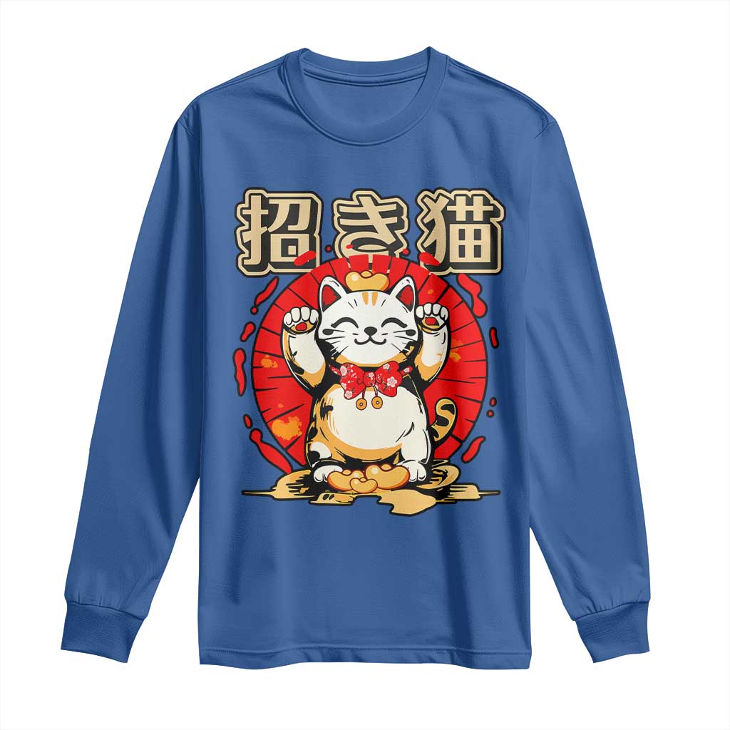 Maneki Neko Long Sleeve Shirt Kawaii Japanese Lucky Cat