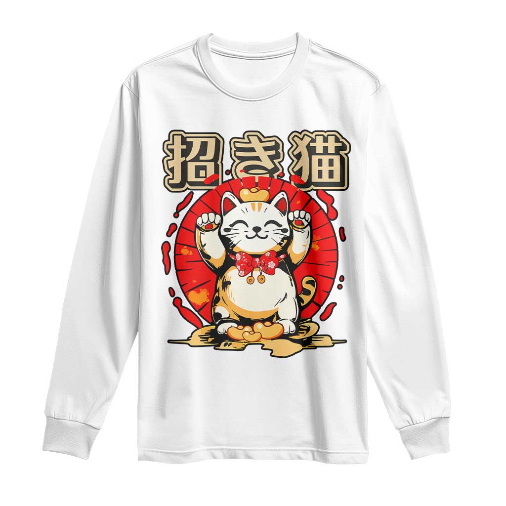 Maneki Neko Long Sleeve Shirt Kawaii Japanese Lucky Cat
