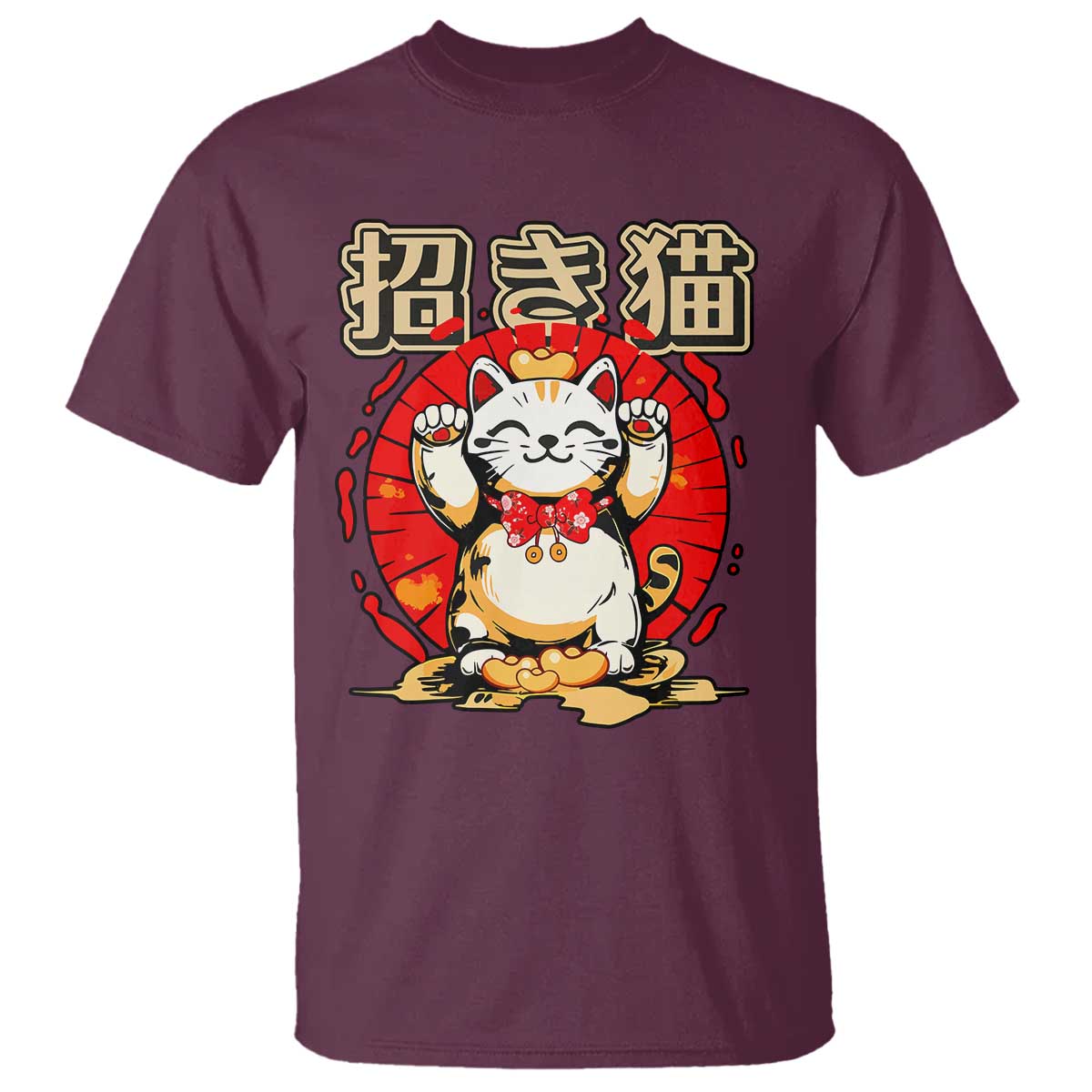Maneki Neko T Shirt Kawaii Japanese Lucky Cat