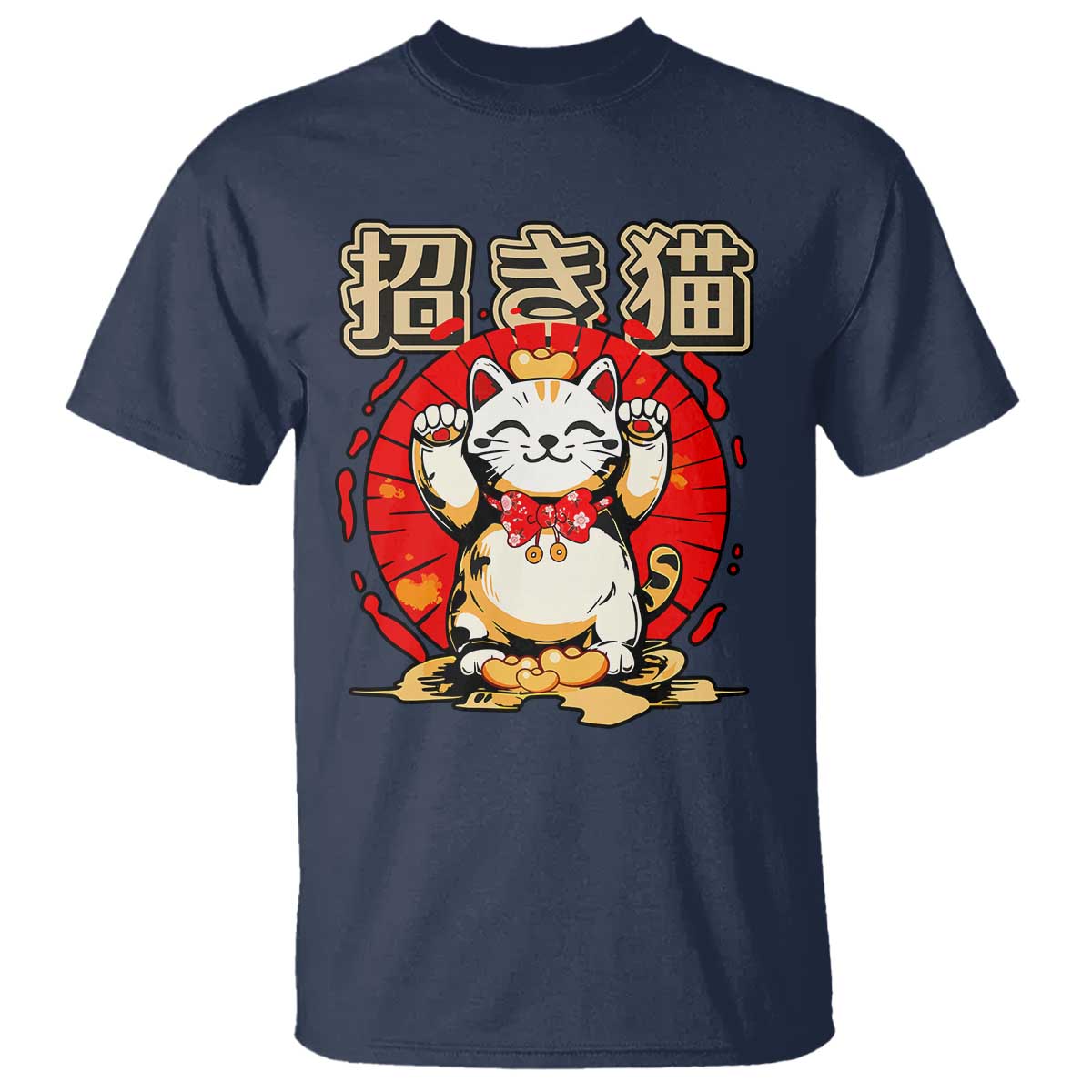 Maneki Neko T Shirt Kawaii Japanese Lucky Cat
