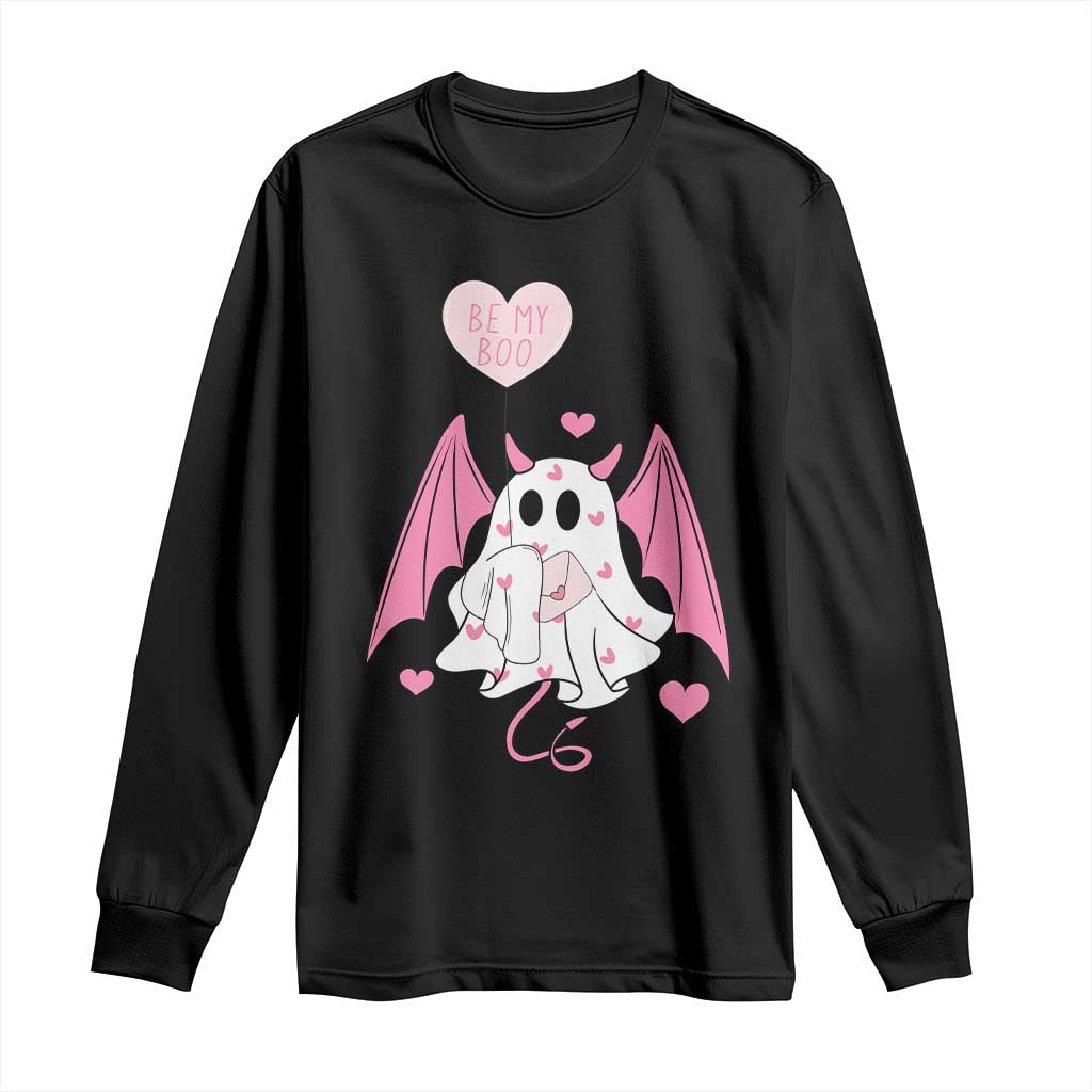 Valentines Ghost Long Sleeve Shirt Be My Boo Cute Funny