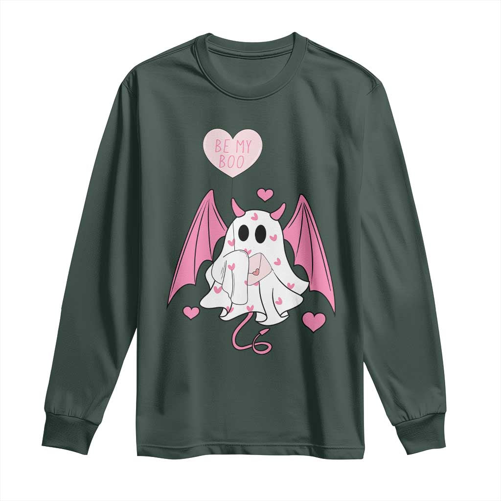 Valentines Ghost Long Sleeve Shirt Be My Boo Cute Funny