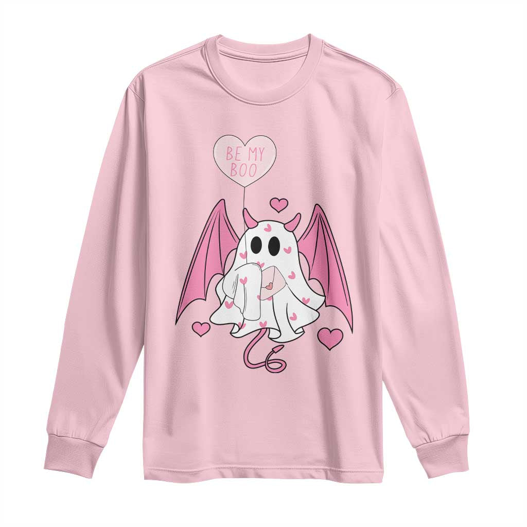 Valentines Ghost Long Sleeve Shirt Be My Boo Cute Funny