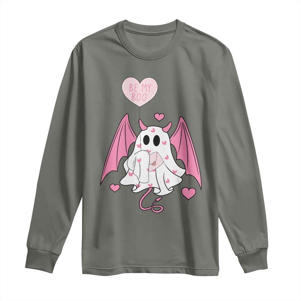 Valentines Ghost Long Sleeve Shirt Be My Boo Cute Funny