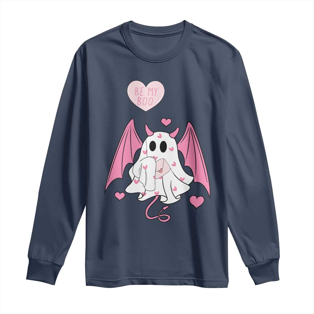 Valentines Ghost Long Sleeve Shirt Be My Boo Cute Funny