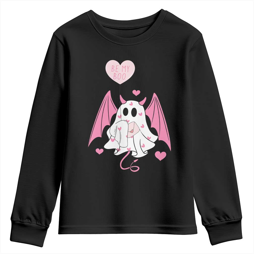 Valentines Ghost Youth Sweatshirt Be My Boo Cute Funny