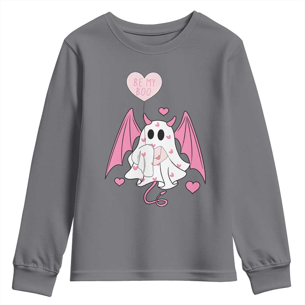 Valentines Ghost Youth Sweatshirt Be My Boo Cute Funny