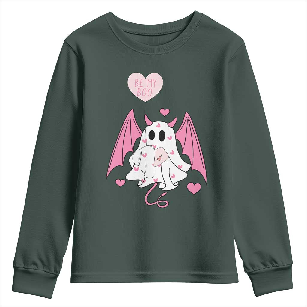 Valentines Ghost Youth Sweatshirt Be My Boo Cute Funny