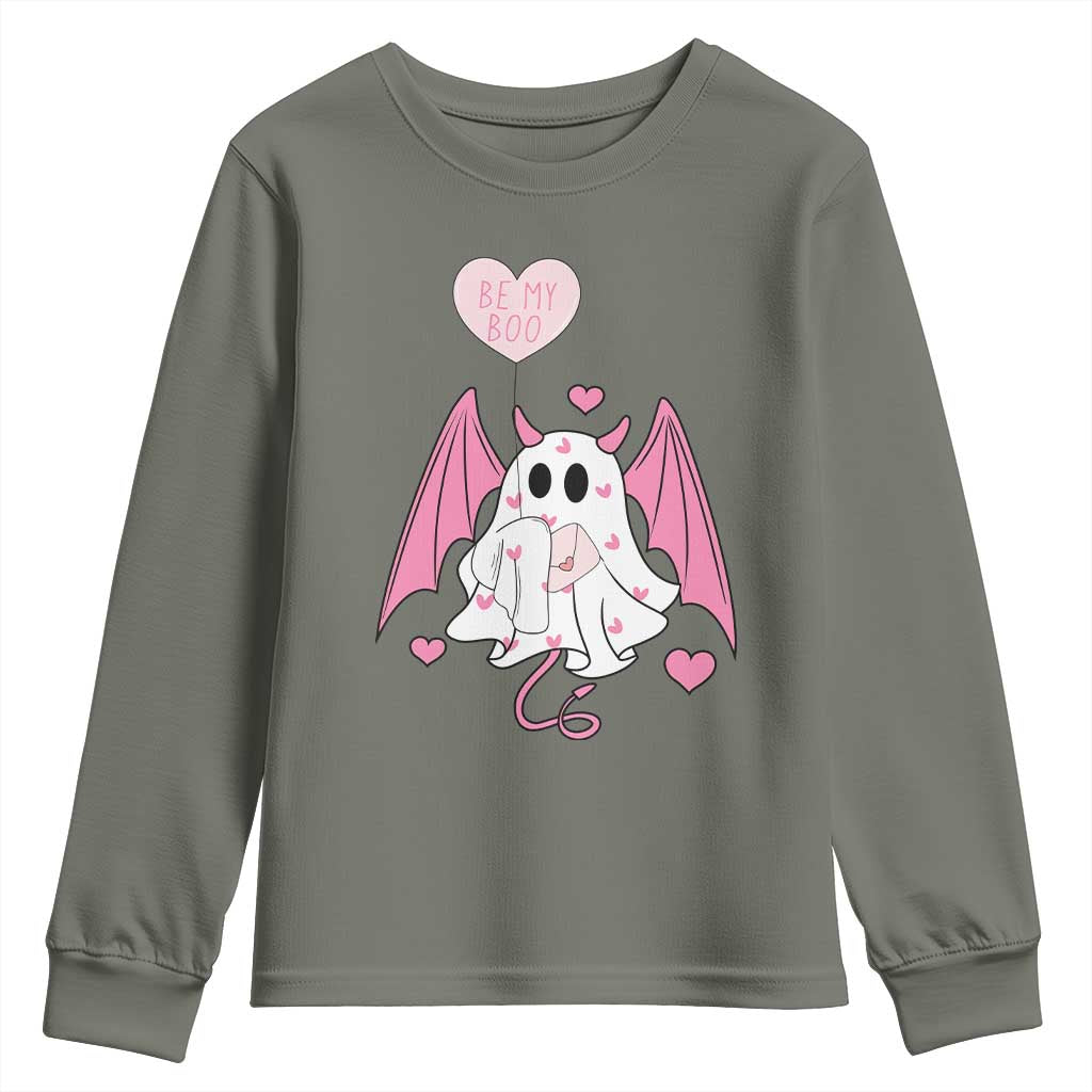 Valentines Ghost Youth Sweatshirt Be My Boo Cute Funny