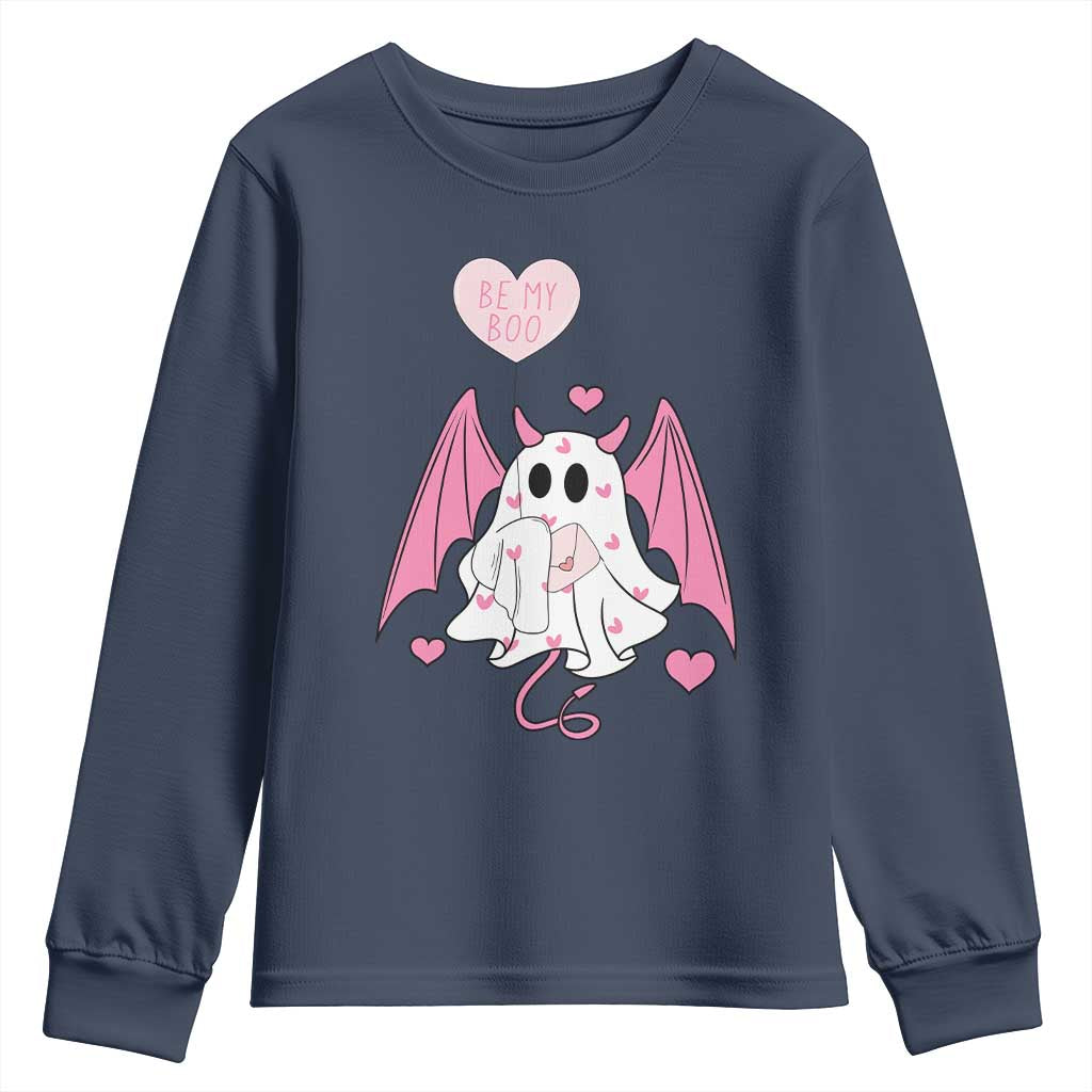 Valentines Ghost Youth Sweatshirt Be My Boo Cute Funny