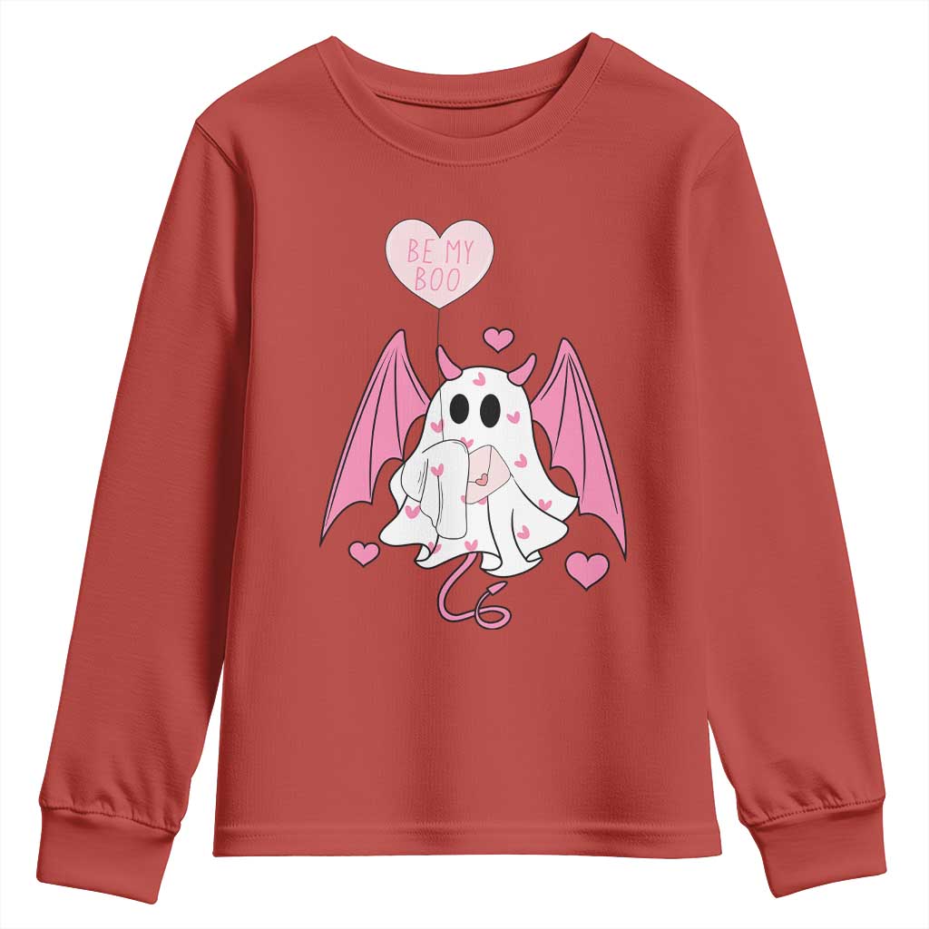Valentines Ghost Youth Sweatshirt Be My Boo Cute Funny