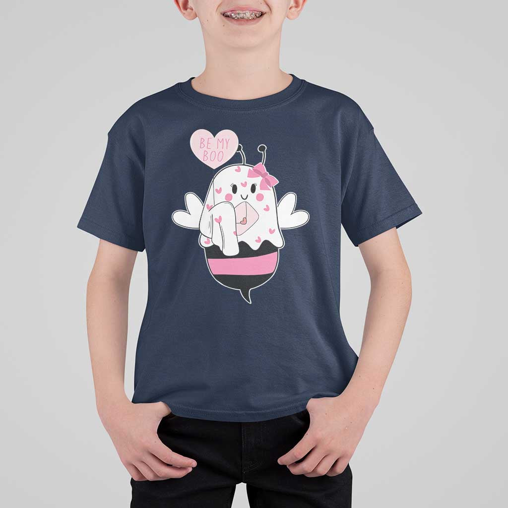 Valentines Ghost T Shirt For Kid Be My Boo Bee Boobee Coquette Cute Funny