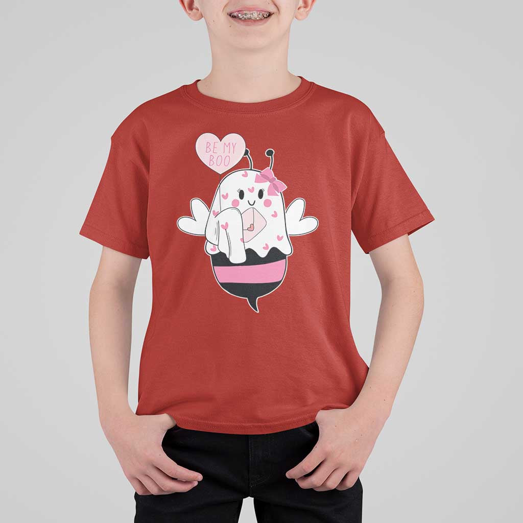 Valentines Ghost T Shirt For Kid Be My Boo Bee Boobee Coquette Cute Funny