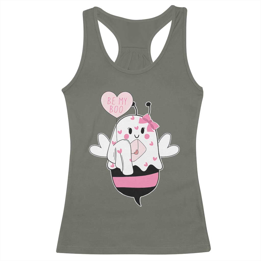 Valentines Ghost Racerback Tank Top Be My Boo Bee Boobee Coquette Cute Funny