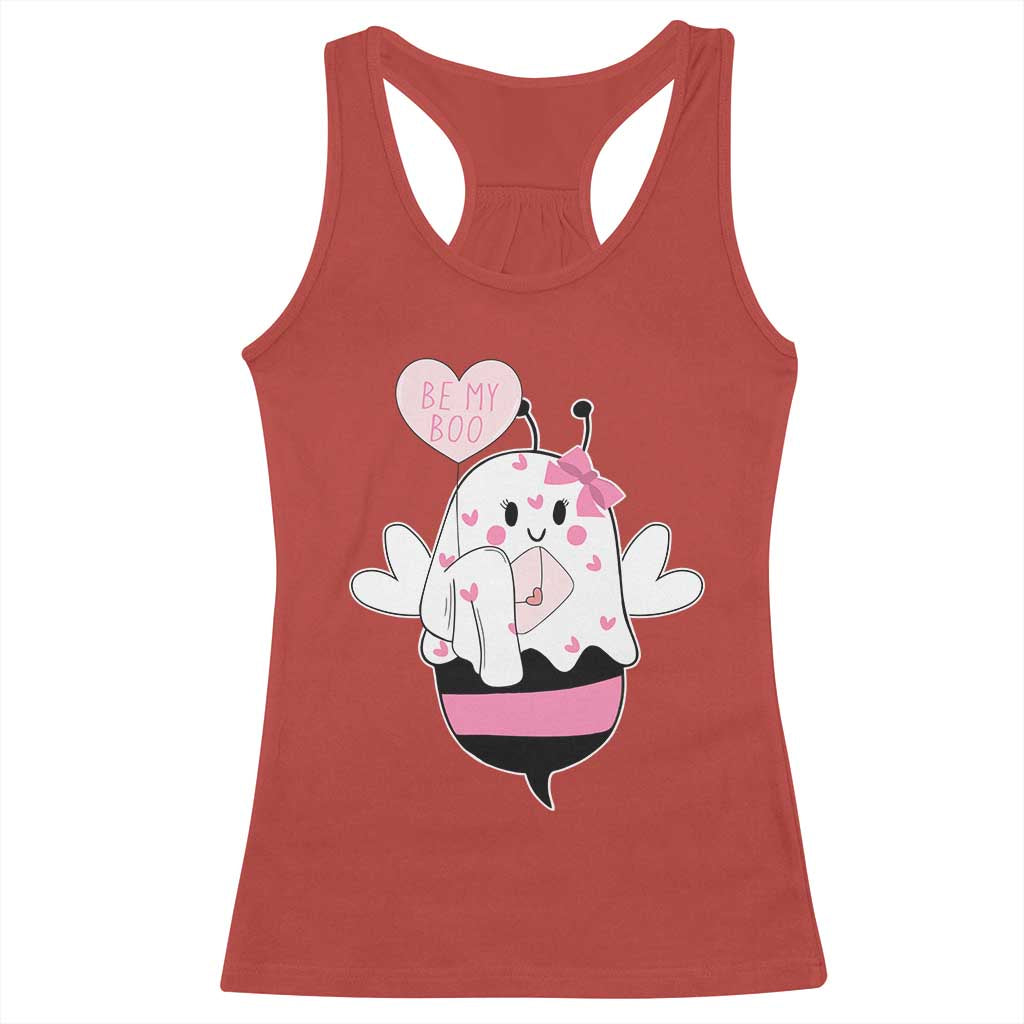 Valentines Ghost Racerback Tank Top Be My Boo Bee Boobee Coquette Cute Funny