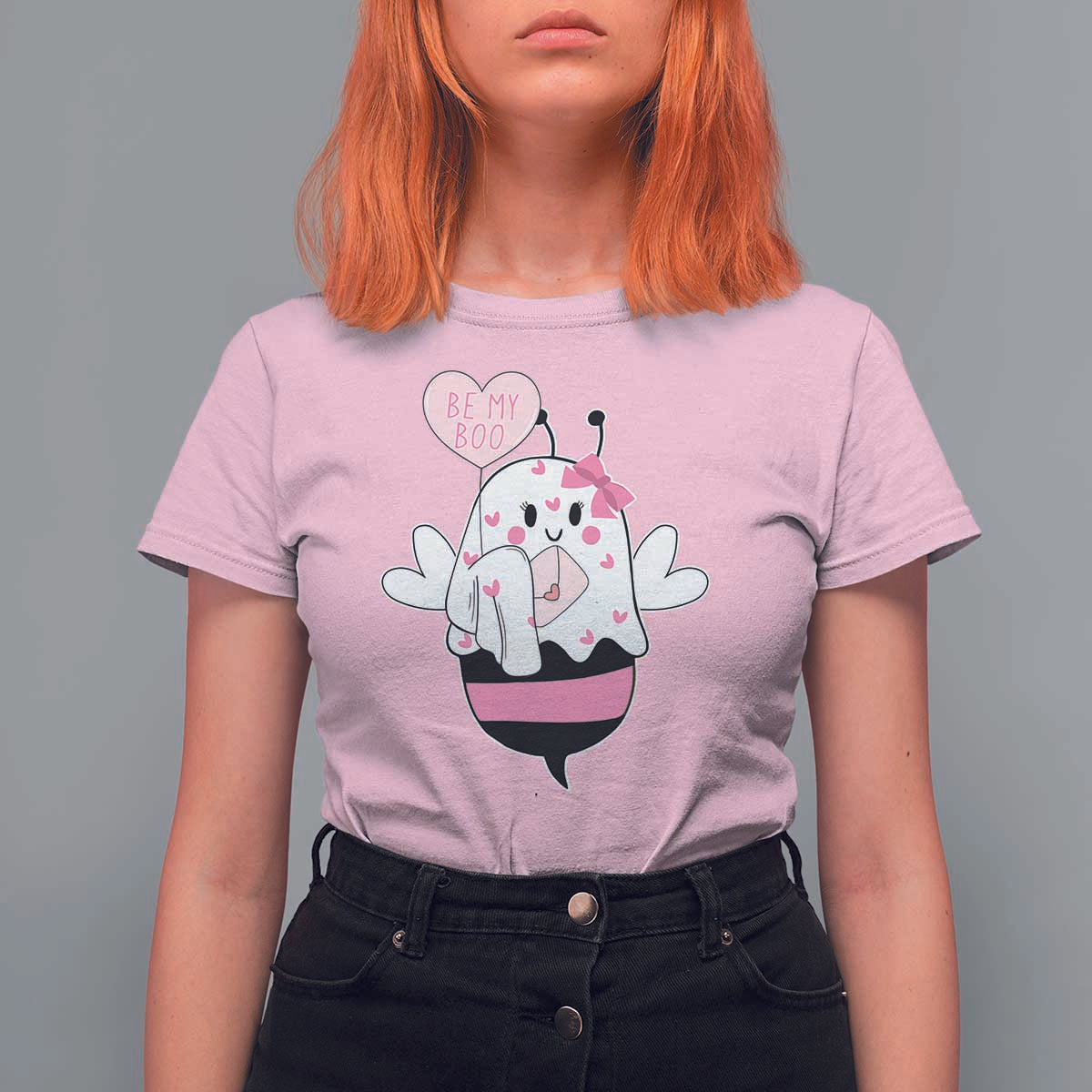 Valentines Ghost T Shirt For Women Be My Boo Bee Boobee Coquette Cute Funny