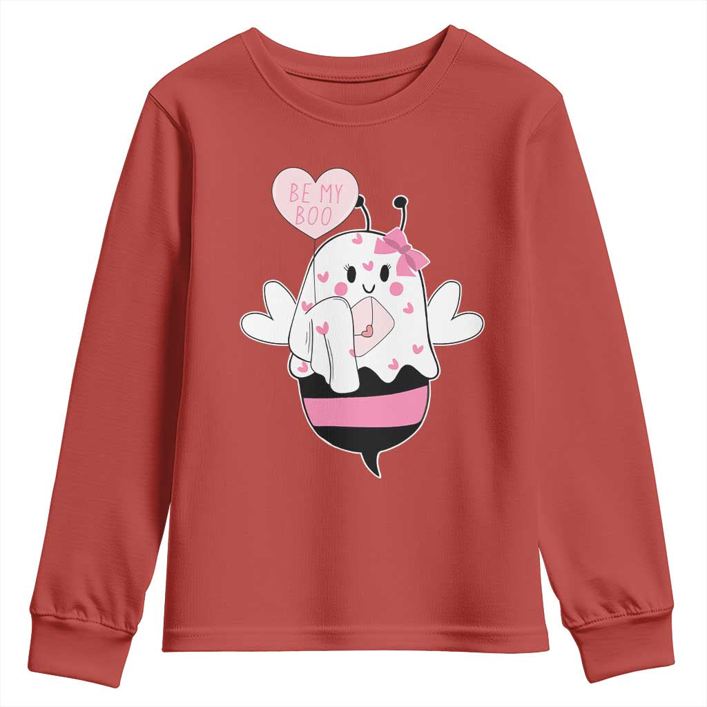 Valentines Ghost Youth Sweatshirt Be My Boo Bee Boobee Coquette Cute Funny