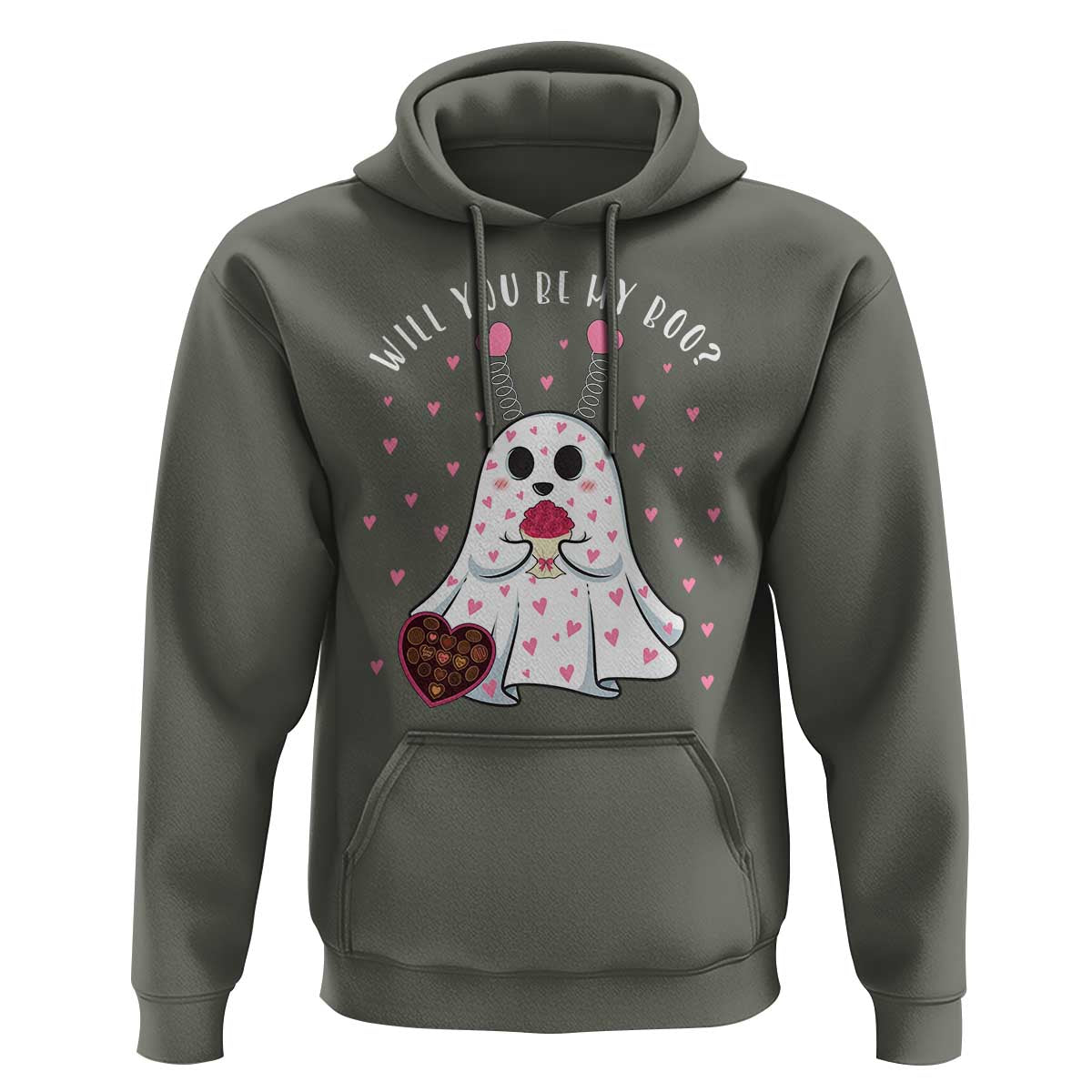 Valentines Ghost Hoodie Will You Be My Boo Cute Funny