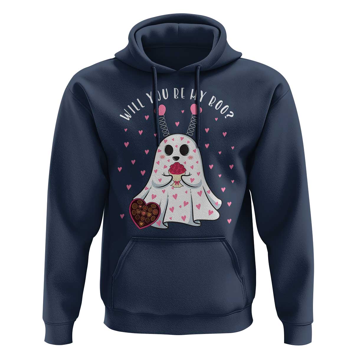 Valentines Ghost Hoodie Will You Be My Boo Cute Funny