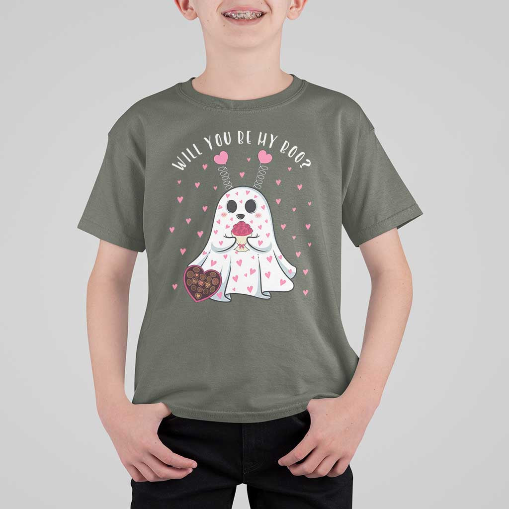 Valentines Ghost T Shirt For Kid Will You Be My Boo Cute Funny