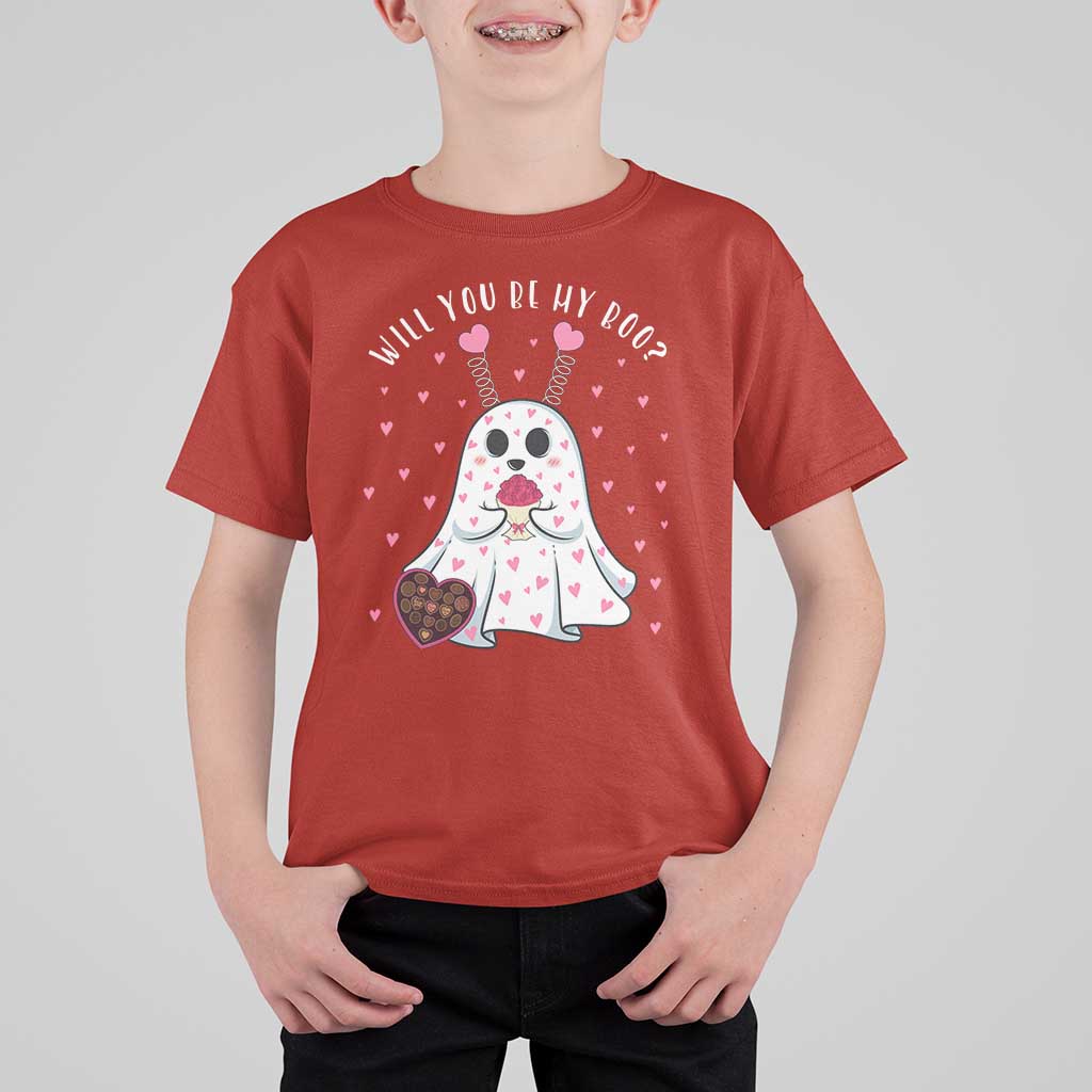 Valentines Ghost T Shirt For Kid Will You Be My Boo Cute Funny