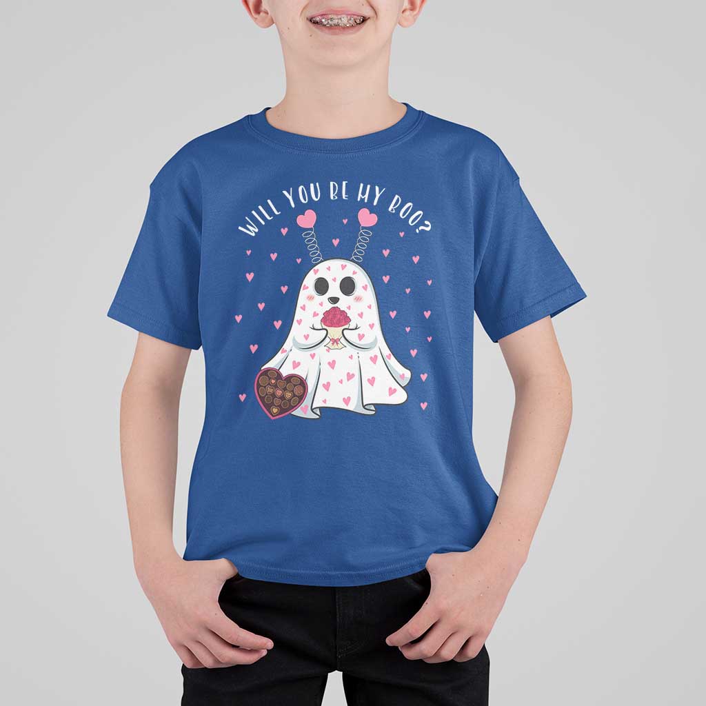 Valentines Ghost T Shirt For Kid Will You Be My Boo Cute Funny