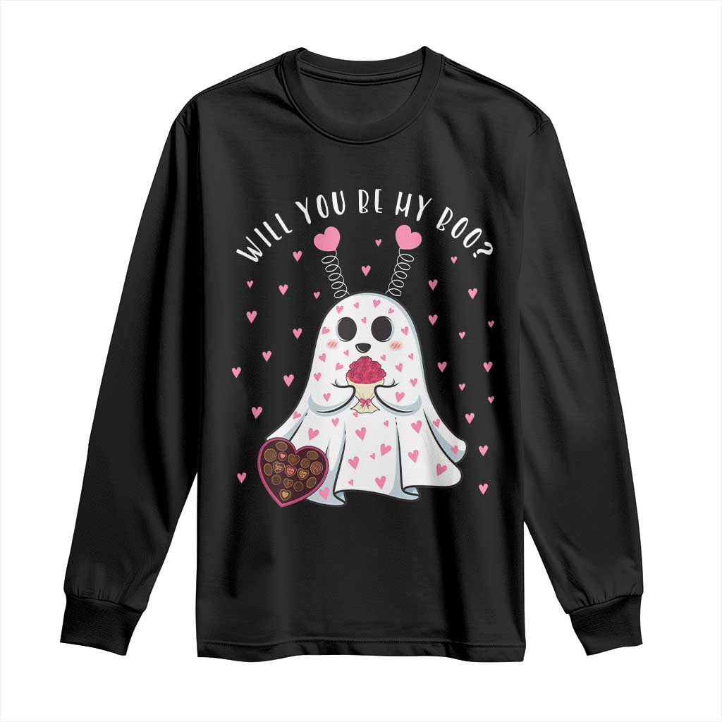 Valentines Ghost Long Sleeve Shirt Will You Be My Boo Cute Funny