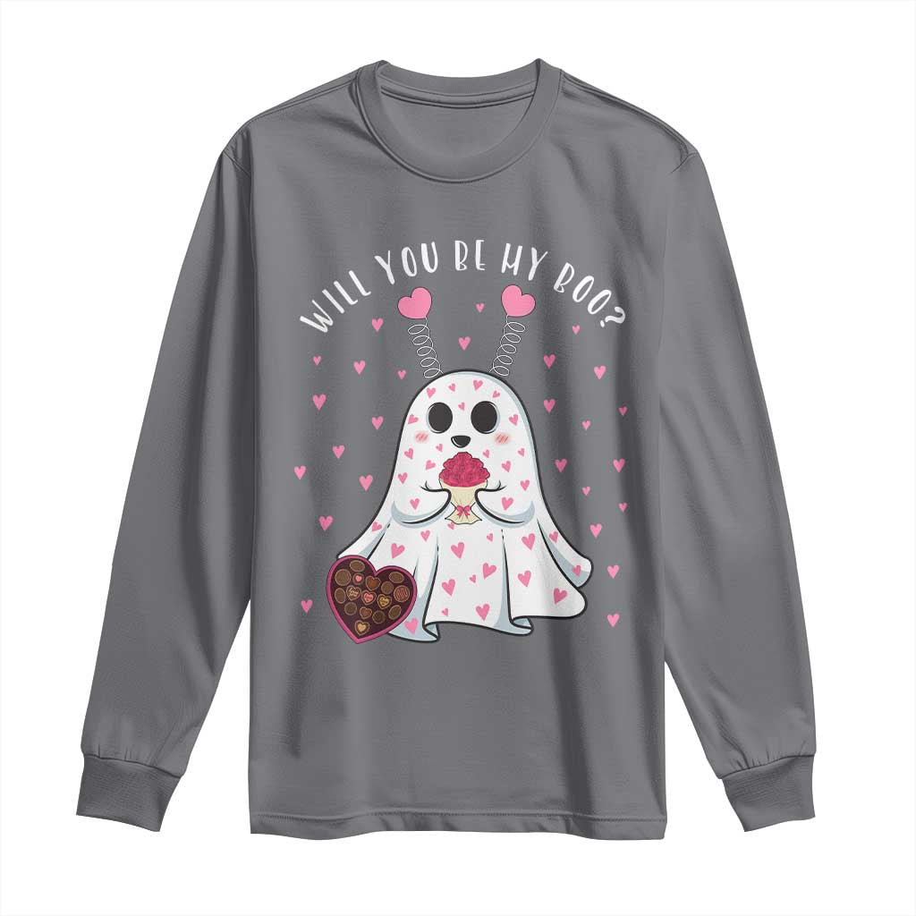 Valentines Ghost Long Sleeve Shirt Will You Be My Boo Cute Funny