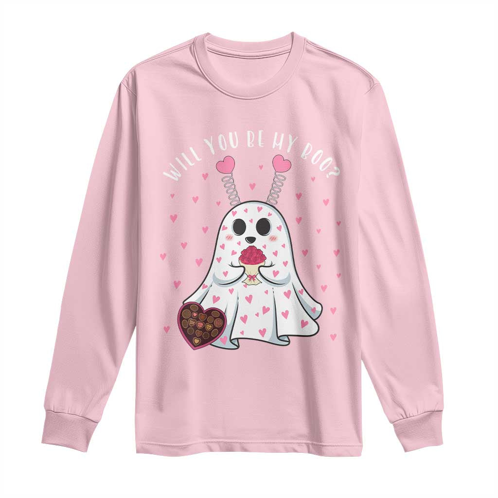 Valentines Ghost Long Sleeve Shirt Will You Be My Boo Cute Funny