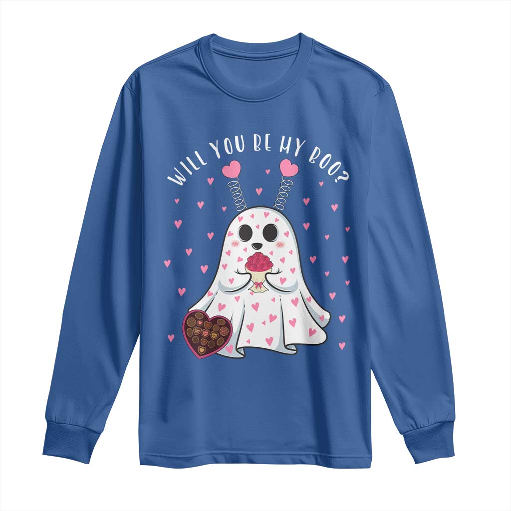 Valentines Ghost Long Sleeve Shirt Will You Be My Boo Cute Funny