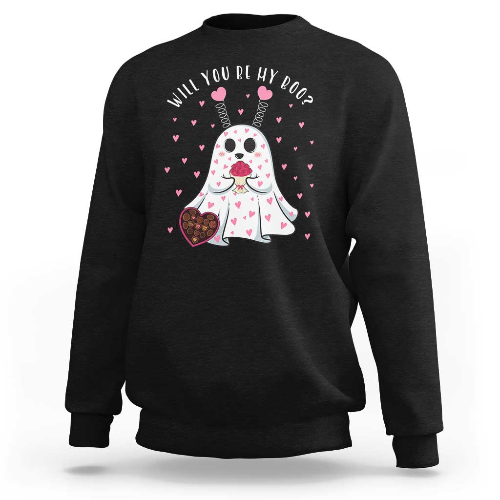 Valentines Ghost Sweatshirt Will You Be My Boo Cute Funny