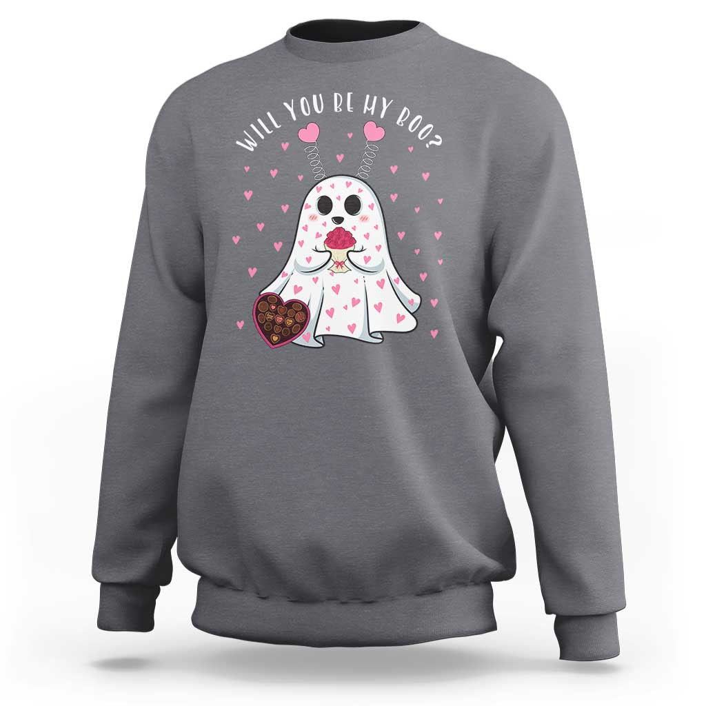 Valentines Ghost Sweatshirt Will You Be My Boo Cute Funny