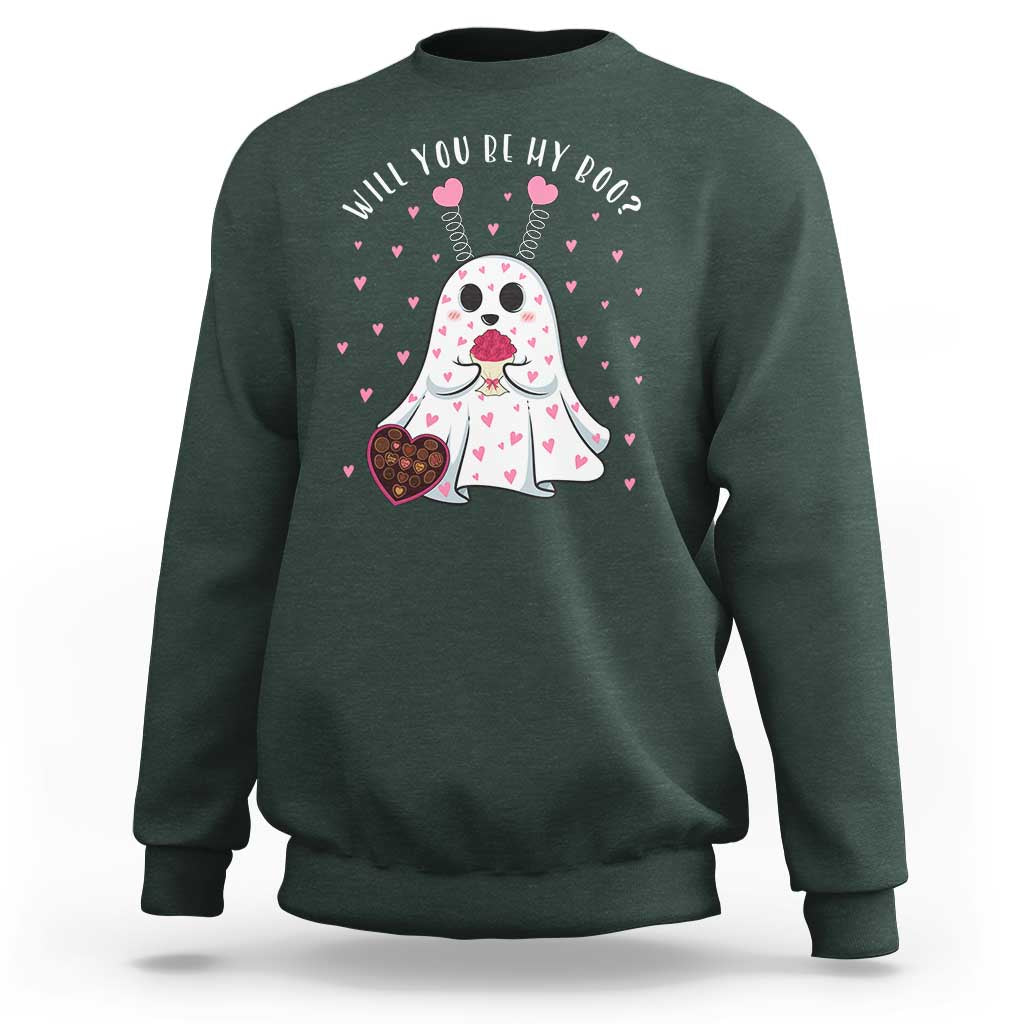 Valentines Ghost Sweatshirt Will You Be My Boo Cute Funny