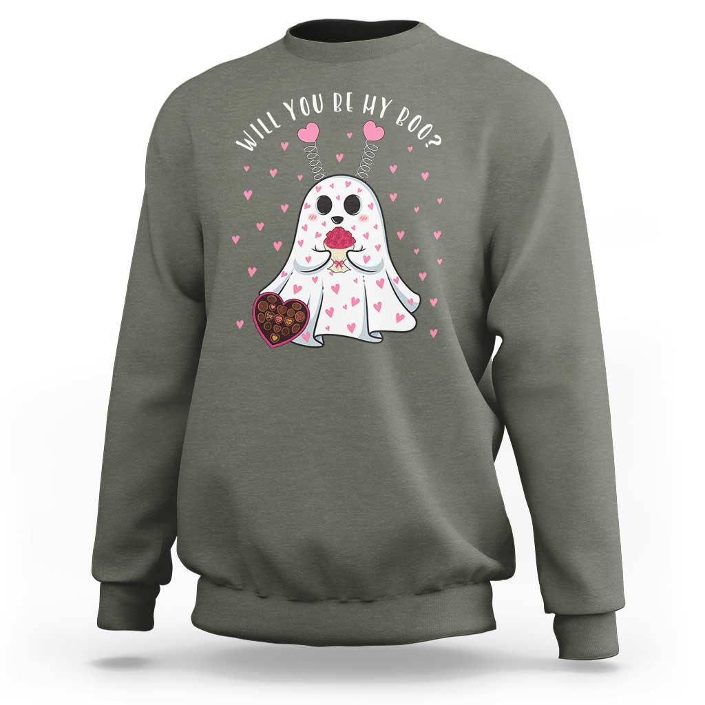 Valentines Ghost Sweatshirt Will You Be My Boo Cute Funny