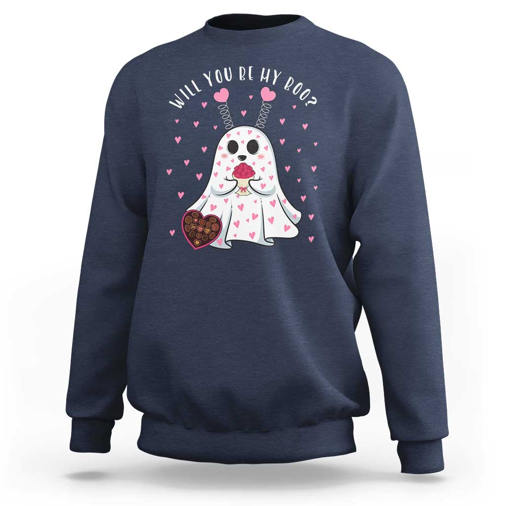 Valentines Ghost Sweatshirt Will You Be My Boo Cute Funny