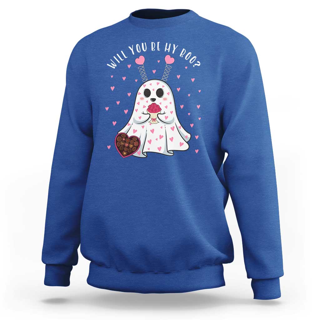 Valentines Ghost Sweatshirt Will You Be My Boo Cute Funny