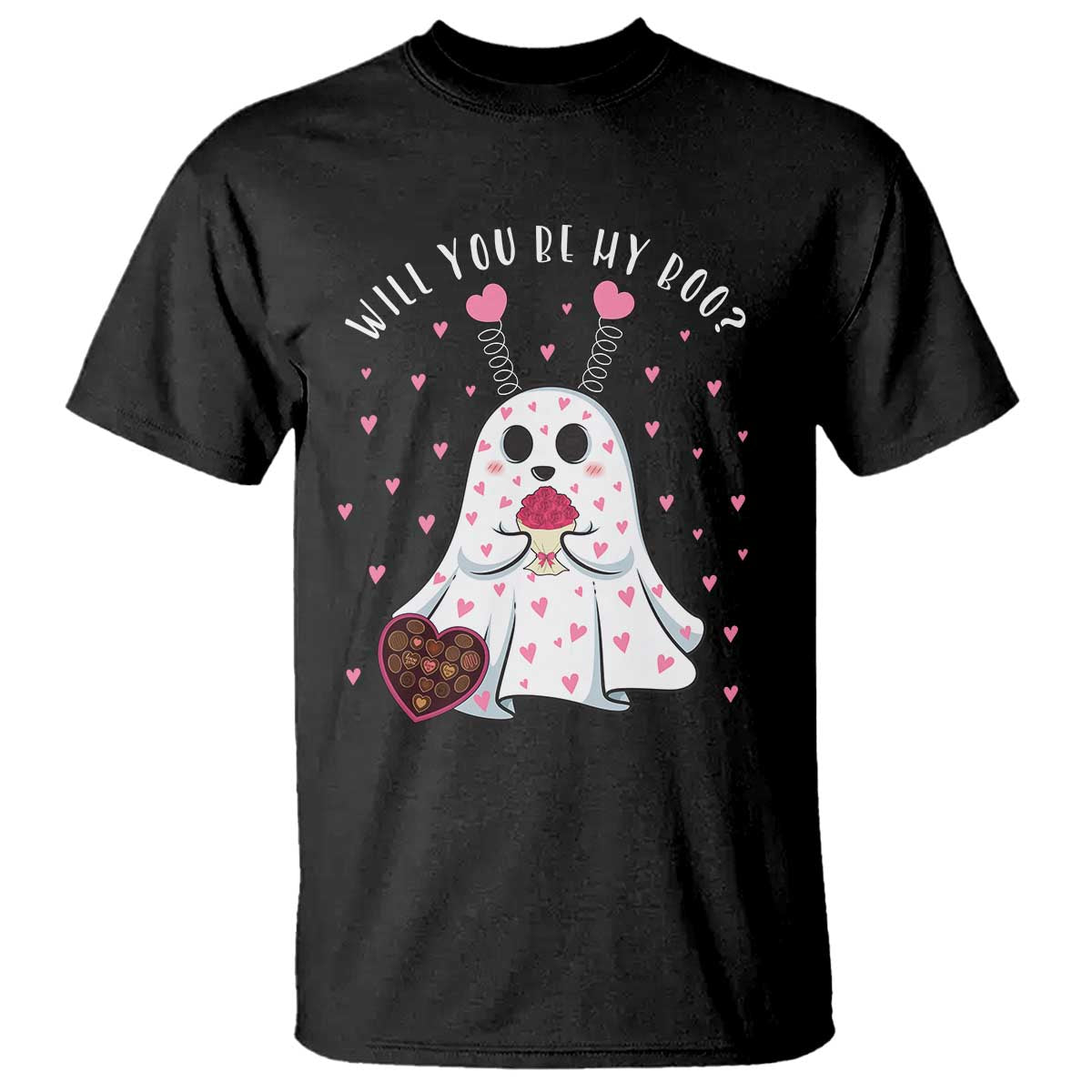 Valentines Ghost T Shirt Will You Be My Boo Cute Funny