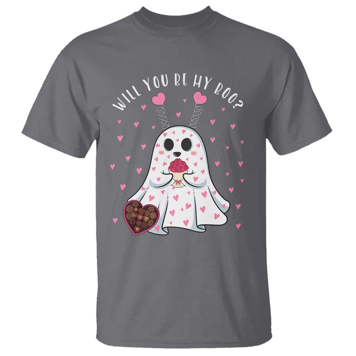 Valentines Ghost T Shirt Will You Be My Boo Cute Funny